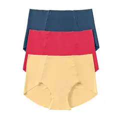 LEONISA - Pack x 3 calzones clásicos de apariencia invisible 12882X3 Amarillo / Azul / Coral