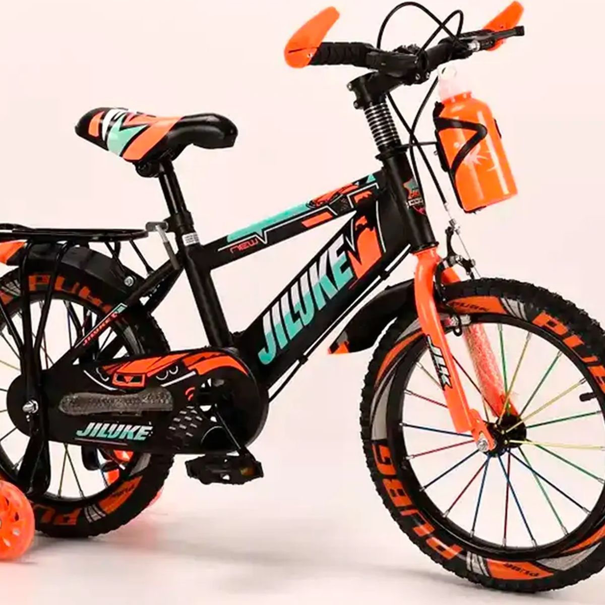 GENERICO - Bicicleta Mountain Bike Luces Led Y Colores Aro 12 Naranja