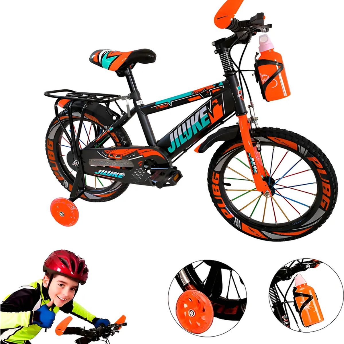 GENERICO - Bicicleta Mountain Bike Luces Led Y Colores Aro 12 Naranja