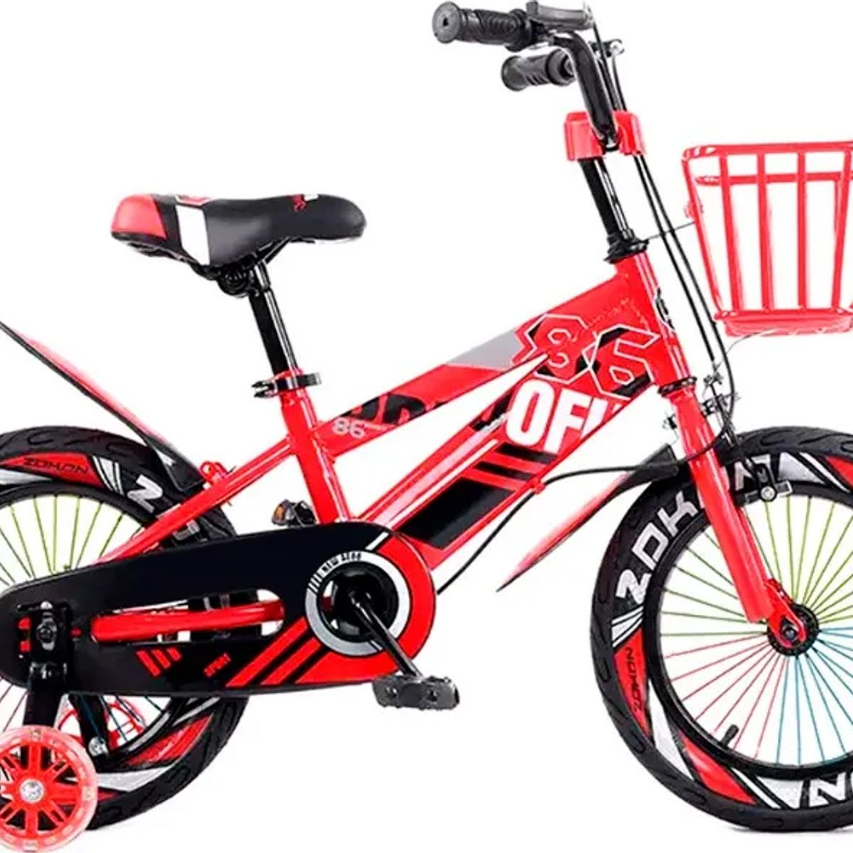 GENERICO - Bicicleta Mountain Bike Luces Led Y Colores Aro 12 Rojo