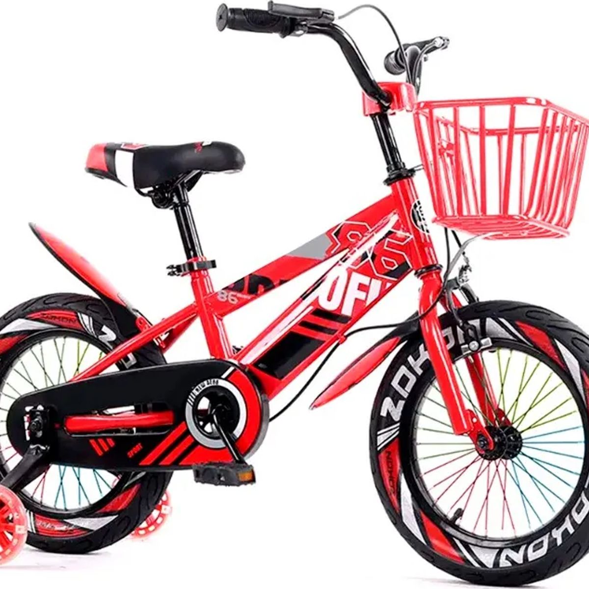 GENERICO - Bicicleta Mountain Bike Luces Led Y Colores Aro 12 Rojo