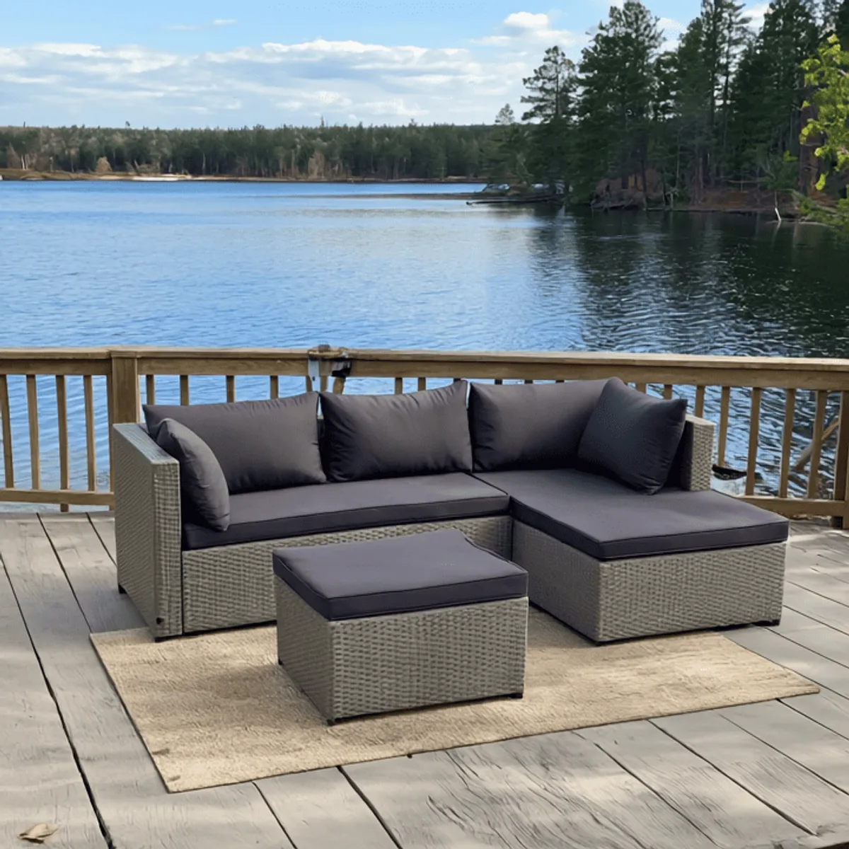 SPACE HOME - Juego De Terraza Con Apoya Pies Ideal Para Terraza Balcones