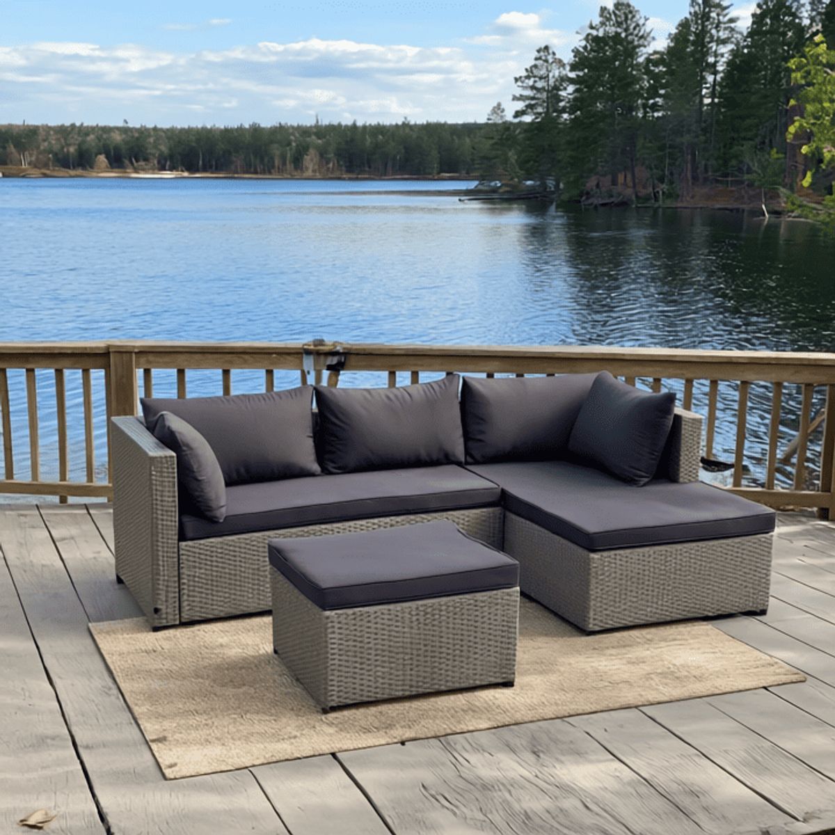 SPACE HOME - Juego De Terraza Con Apoya Pies Ideal Para Terraza Balcones