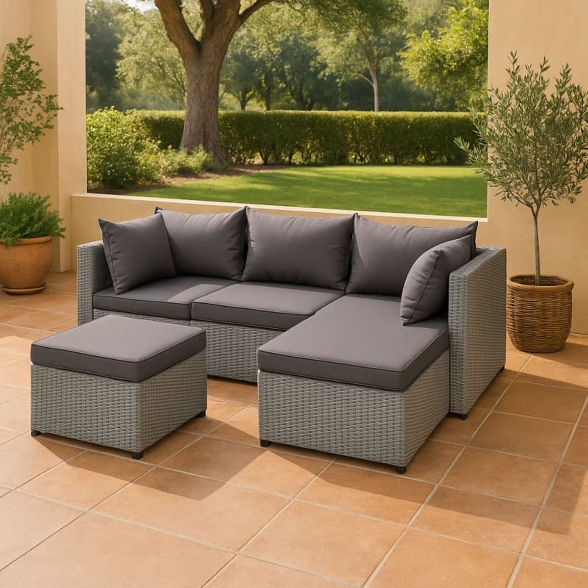 SPACE HOME - Juego De Terraza Con Apoya Pies Ideal Para Terraza Balcones