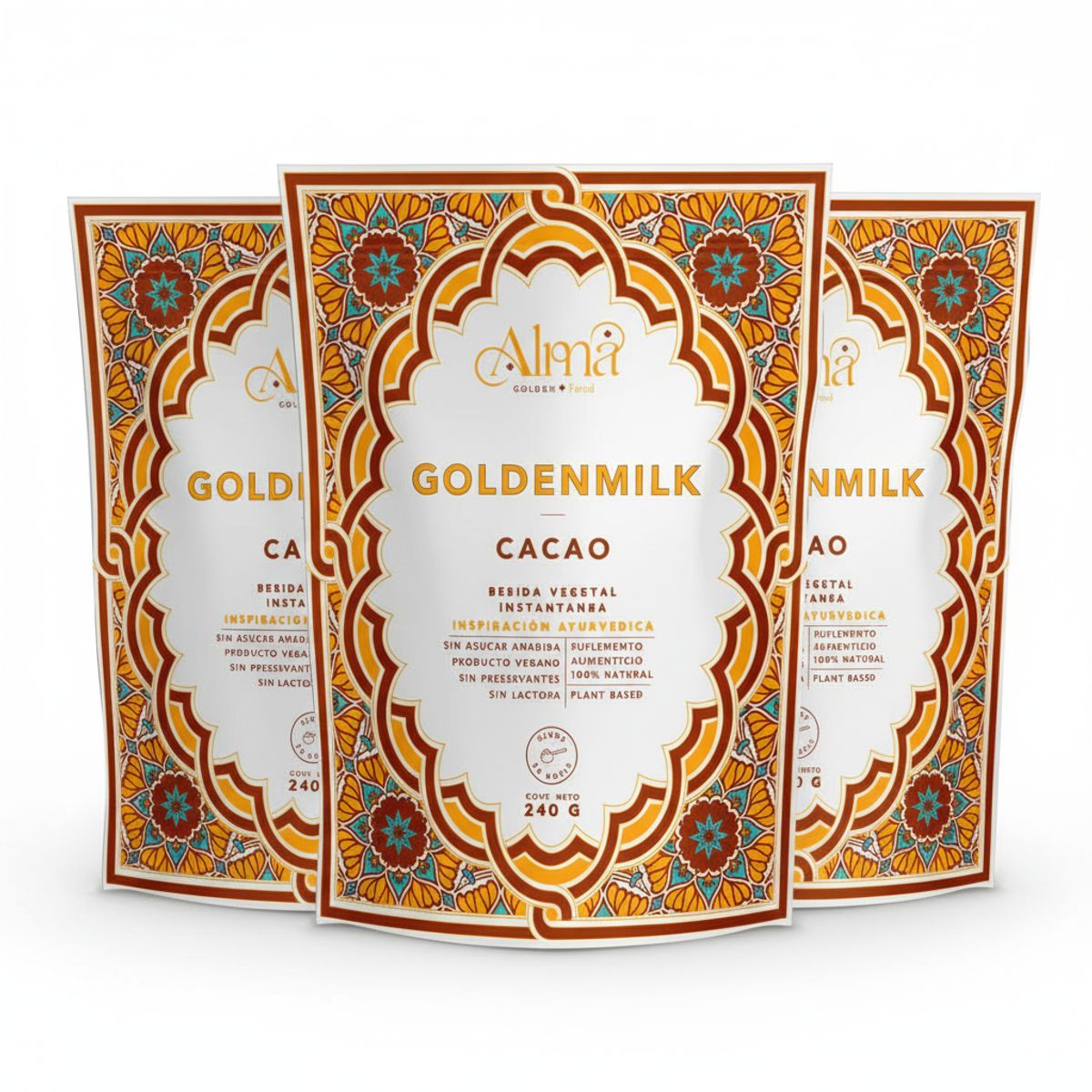 GENERICO - Pack x 3 Goldenmilk Cacao Dorada 240g Alma Golden Food