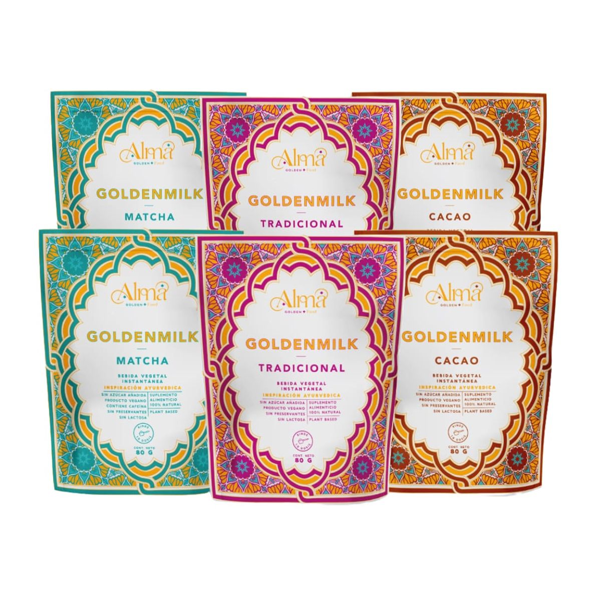 GENERICO - Pack x 6 Goldenmilk Dorada 80g Alma Golden Food