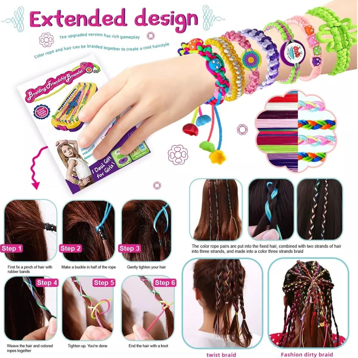 KINDA NICE - Kit Juguetes Para Hacer Pulseras De Coloreado Niñas