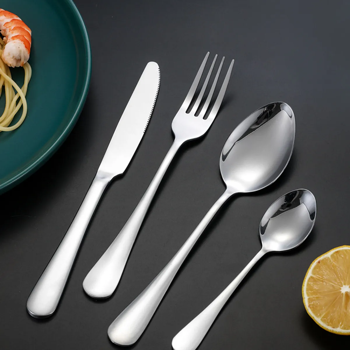 UMEXUS - Juego de 30 Cubiertos Plateados de Acero Inoxidable