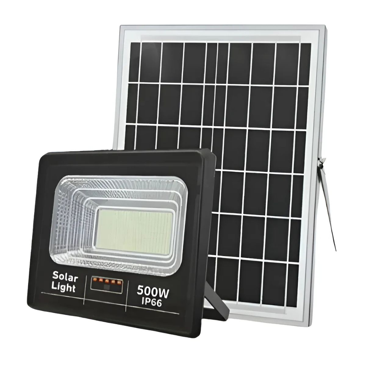 GENERICO - Foco Reflector 500w Exterior + Panel Solar + Control Remoto Negro Blanco Neutro