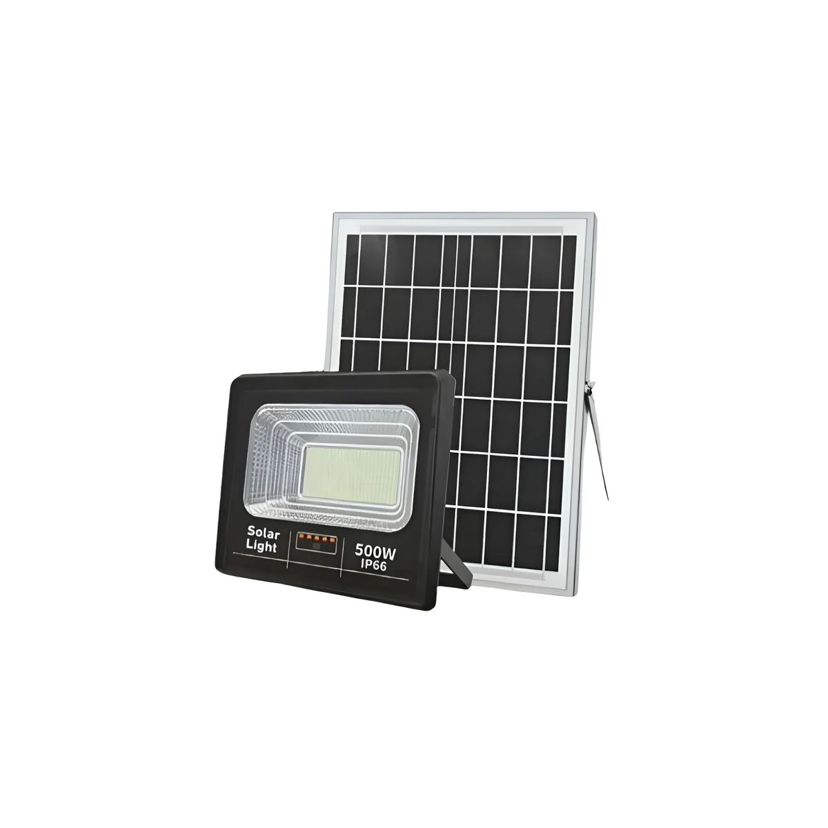 GENERICO - Foco Reflector 500w Exterior + Panel Solar + Control Remoto Negro Blanco Neutro