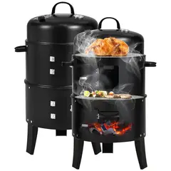 ELEMENT DESIGN - Parrilla a Carbón y Ahumador con 2 Parrillas de Cocción Diámetro 40cm