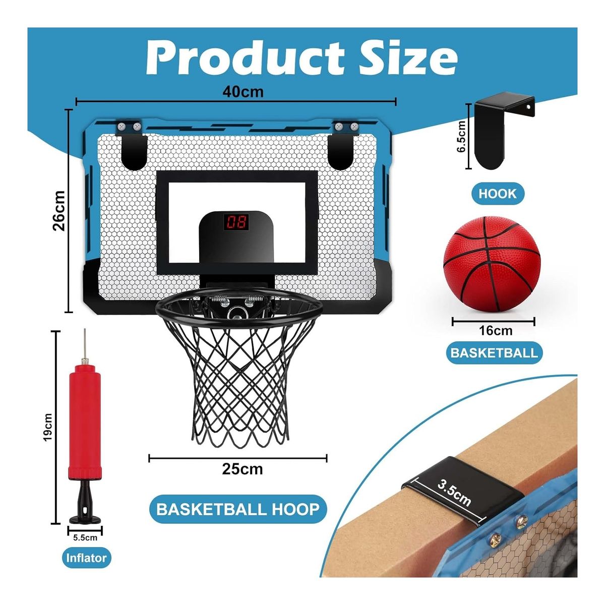 KINDA NICE - Juego Mini Basketball Cesta Canasta De Pared Con Marcador