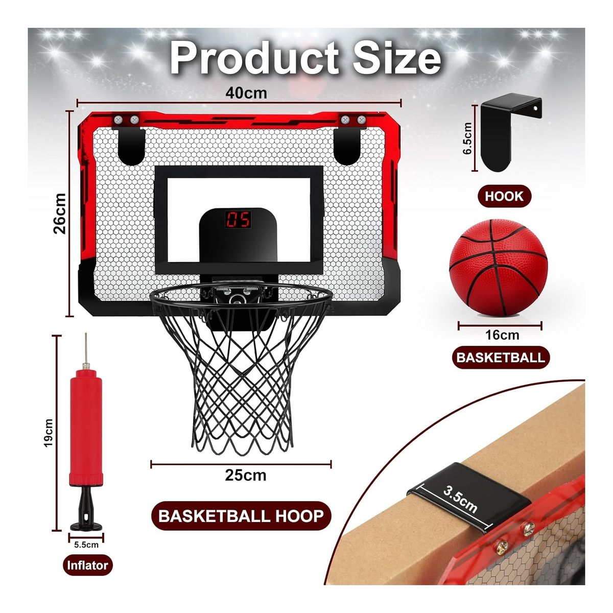 KINDA NICE - Juego Mini Basketball Cesta Canasta De Pared Con Marcador