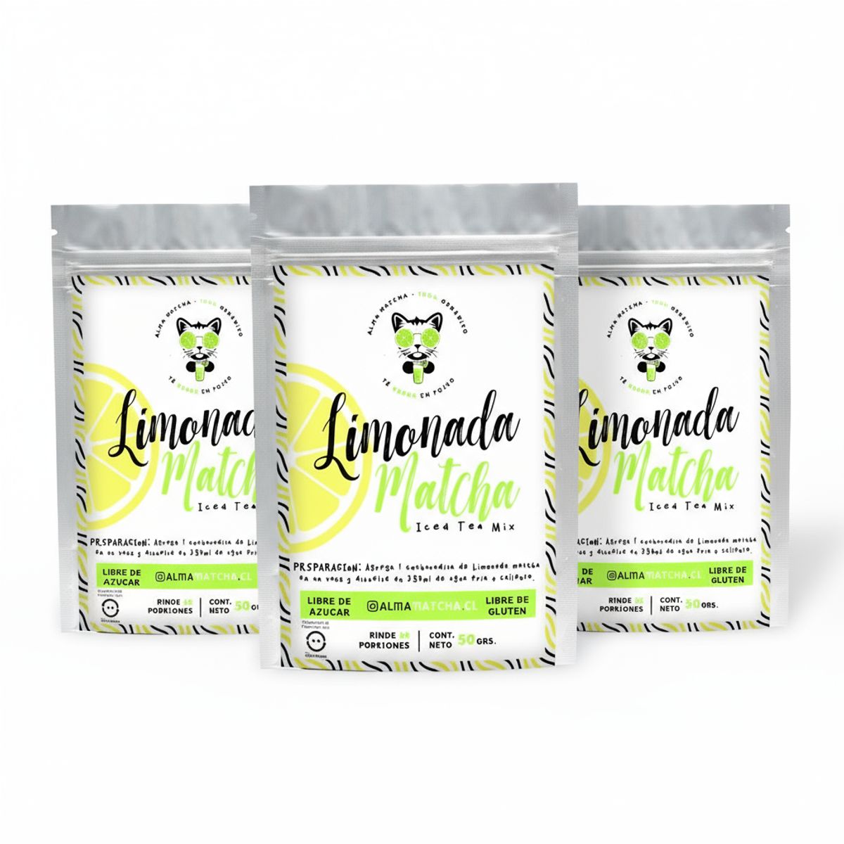 GENERICO - Pack x3 Bebida Limonada Organica Te Matcha 50g Alma Matcha