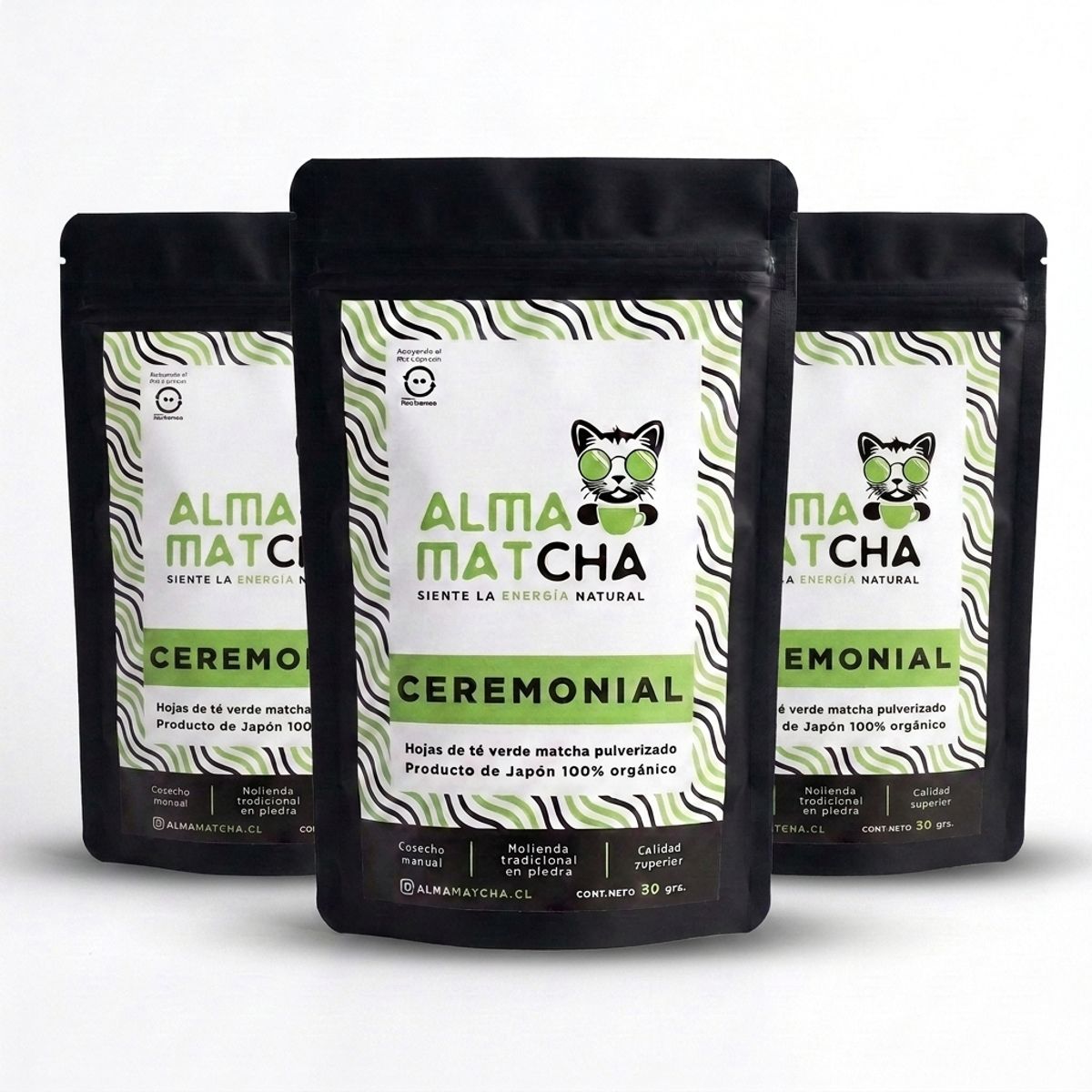 GENERICO - Pack X 3 Te Matcha Japones Grado Ceremonial 30g Alma Matcha