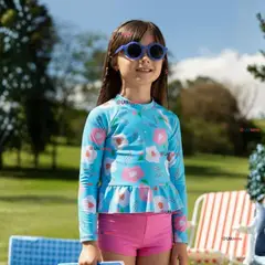 JUMP KIDS - Traje De Baño Polera Manga Larga y Pantalón Corto 2 Piezas Niña de 2 a 7 años Flowers