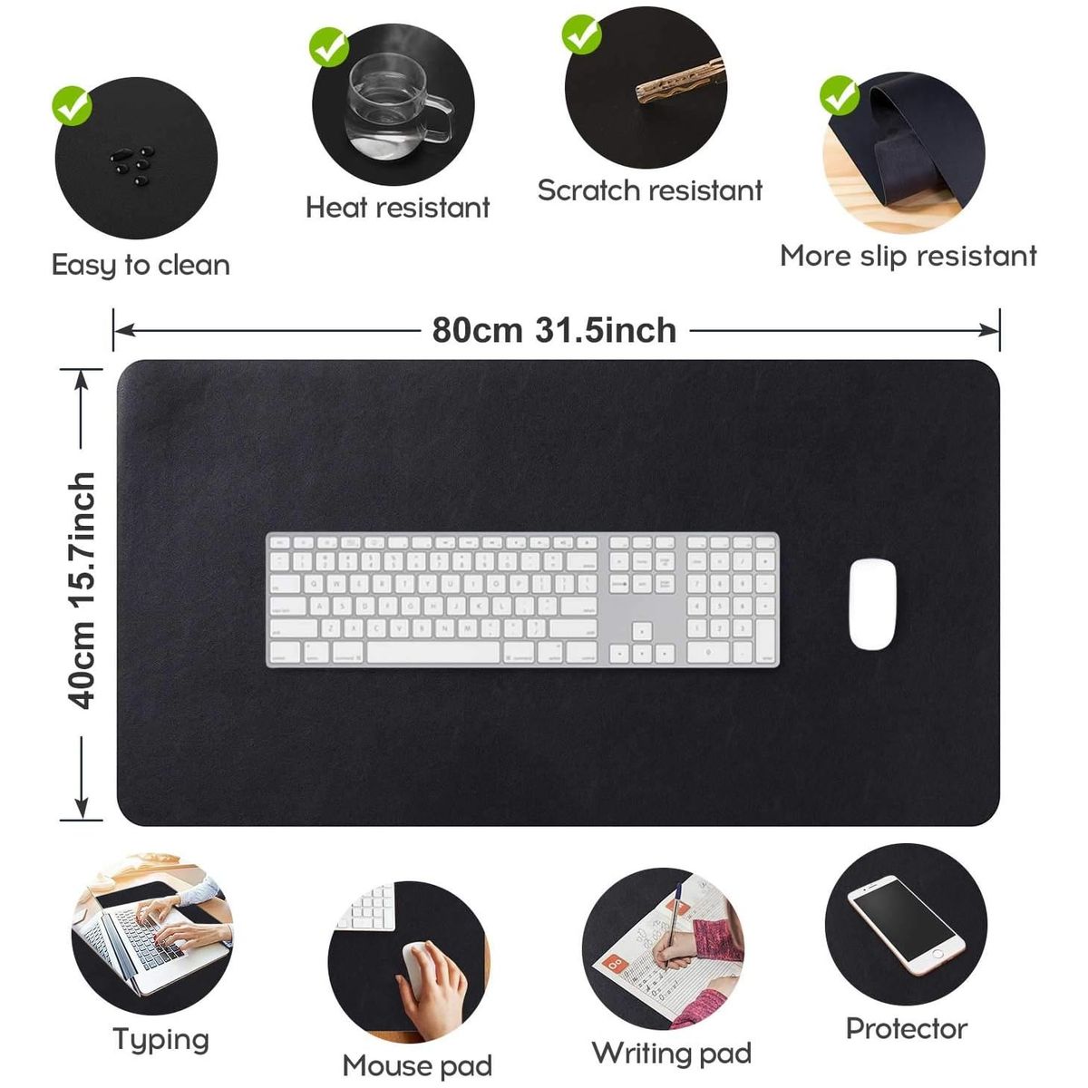 KINDA NICE - Alfombrilla Mousepad De Cuero Impermeable Reversible 80x40