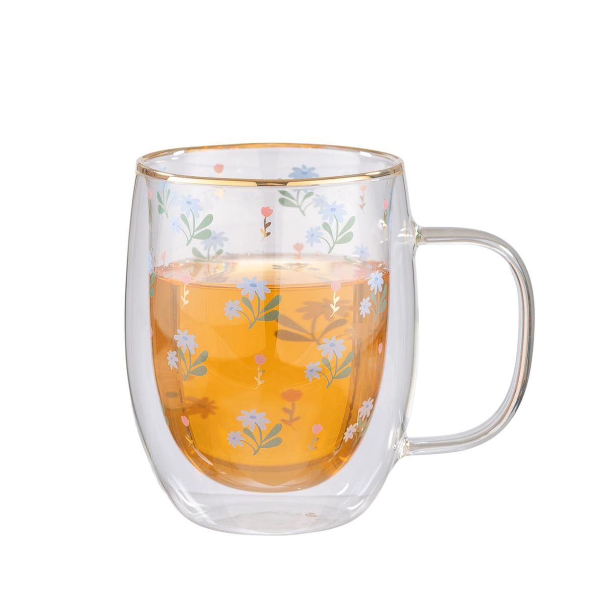 ADAGIO TEAS - Taza Doble Vidrio Little Flowers 300 ml