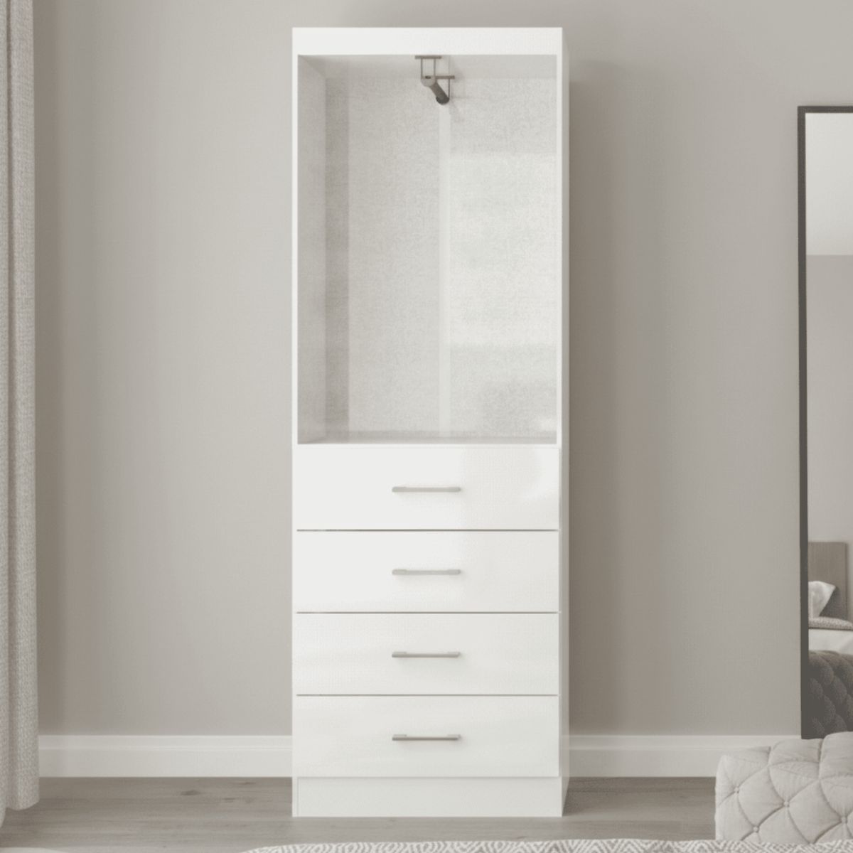 EXIT - Clóset de 2 Puertas 4 Cajones 62x182x40 cm Blanco