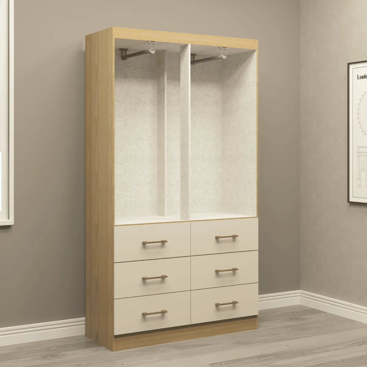 EXIT - Clóset 4 Puertas 6 Cajones 100x182x40 cm Beige