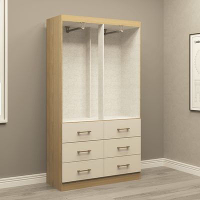 Imagen 2 del producto Clóset 4 Puertas 6 Cajones 100x182x40 cm Beige