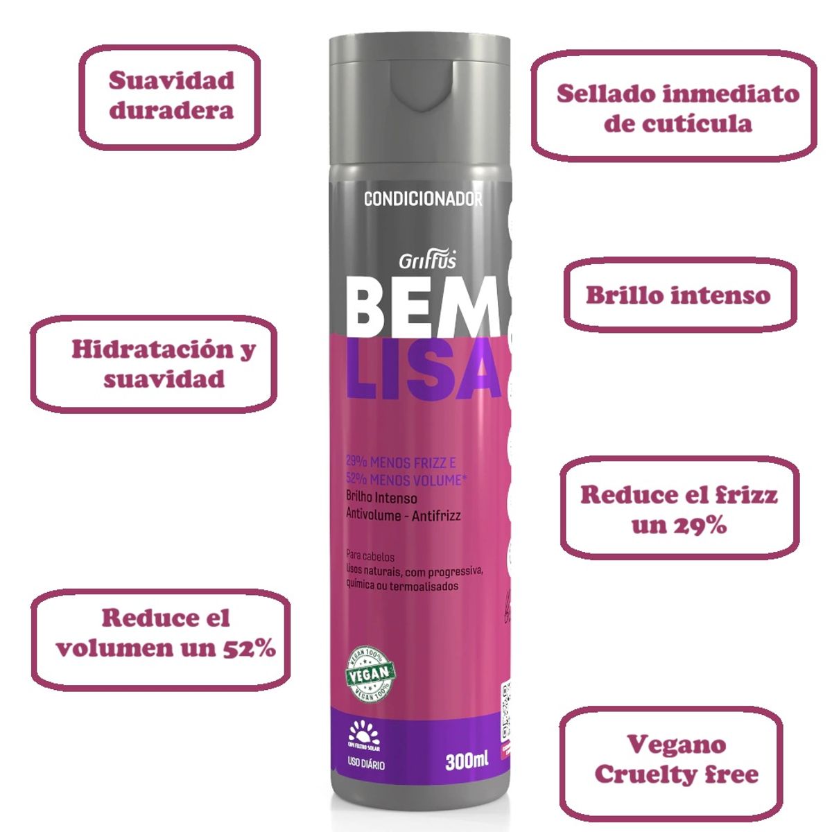 GRIFFUS - ACONDICIONADOR BEM LISA NANOCRISTALIZADA REP 300ML GRIFFUS