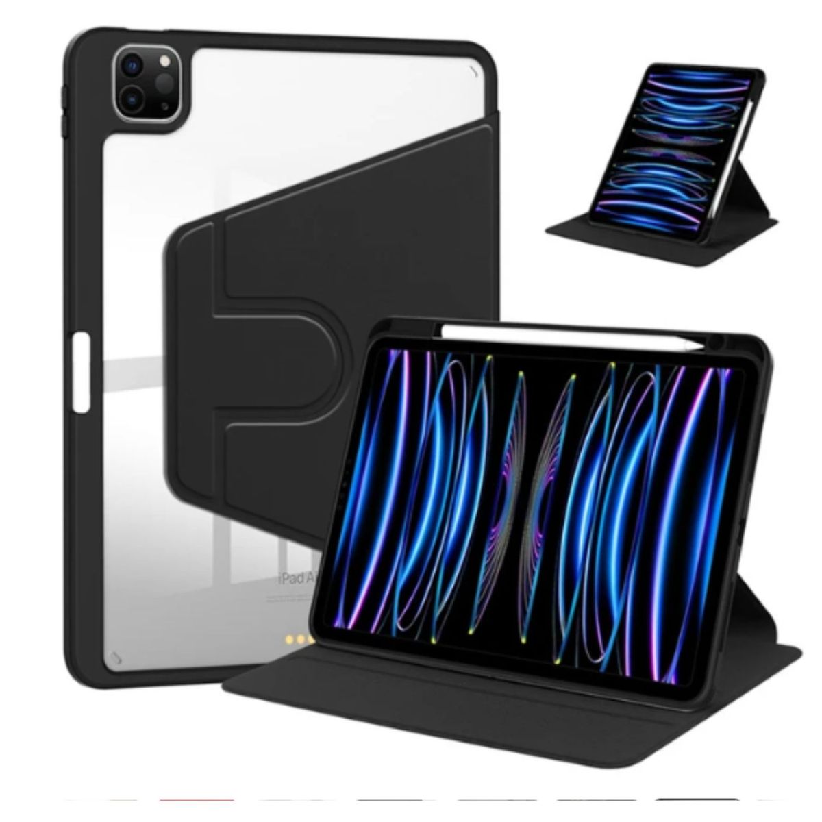 GENERICO - Carcasa Smart Cover Clear 360 Para iPad Pro 13 M5 2025 Negro