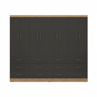 Imagen 2 del producto Clóset 8 Puertas 12 Cajones 200x180x40 cm Negro