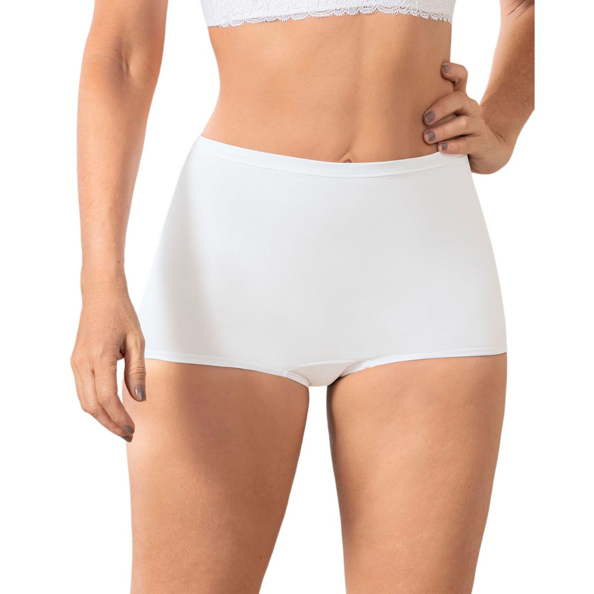 LEONISA - Leonisa Bóxer tiro alto en tela lisa 72321 Blanco