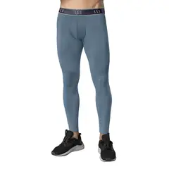 LEO - Calza deportiva en microfibra con mallas transpirables para hombre 033314 Azul Grisaceo