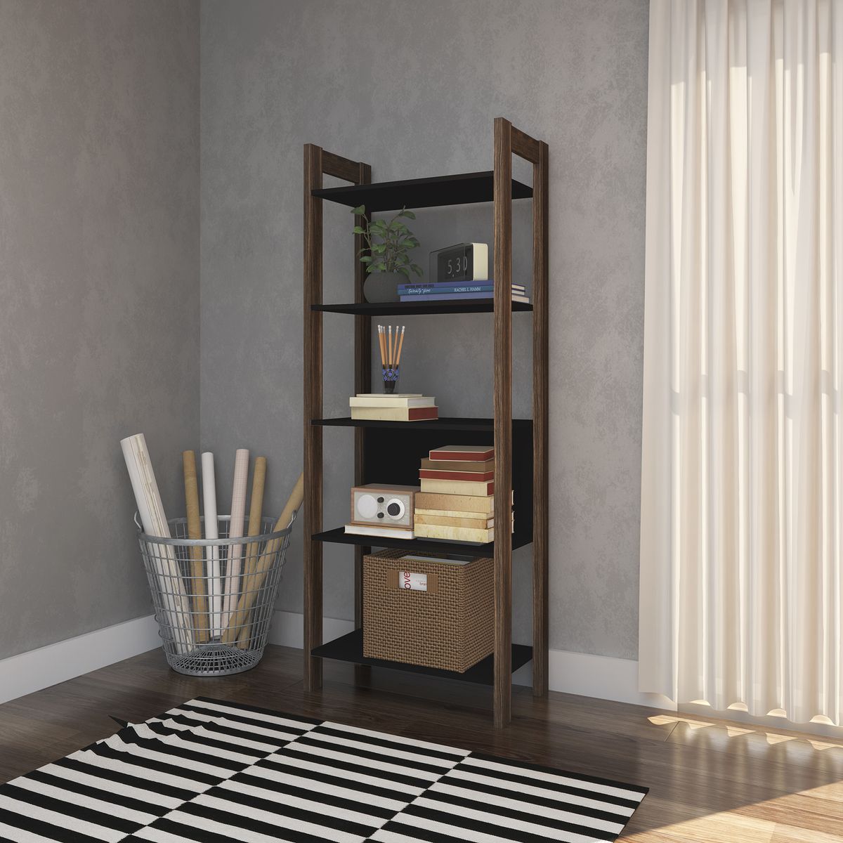 TECNOMOBILI - Estante 5 Niveles 65x165.5x35 cm Nogal