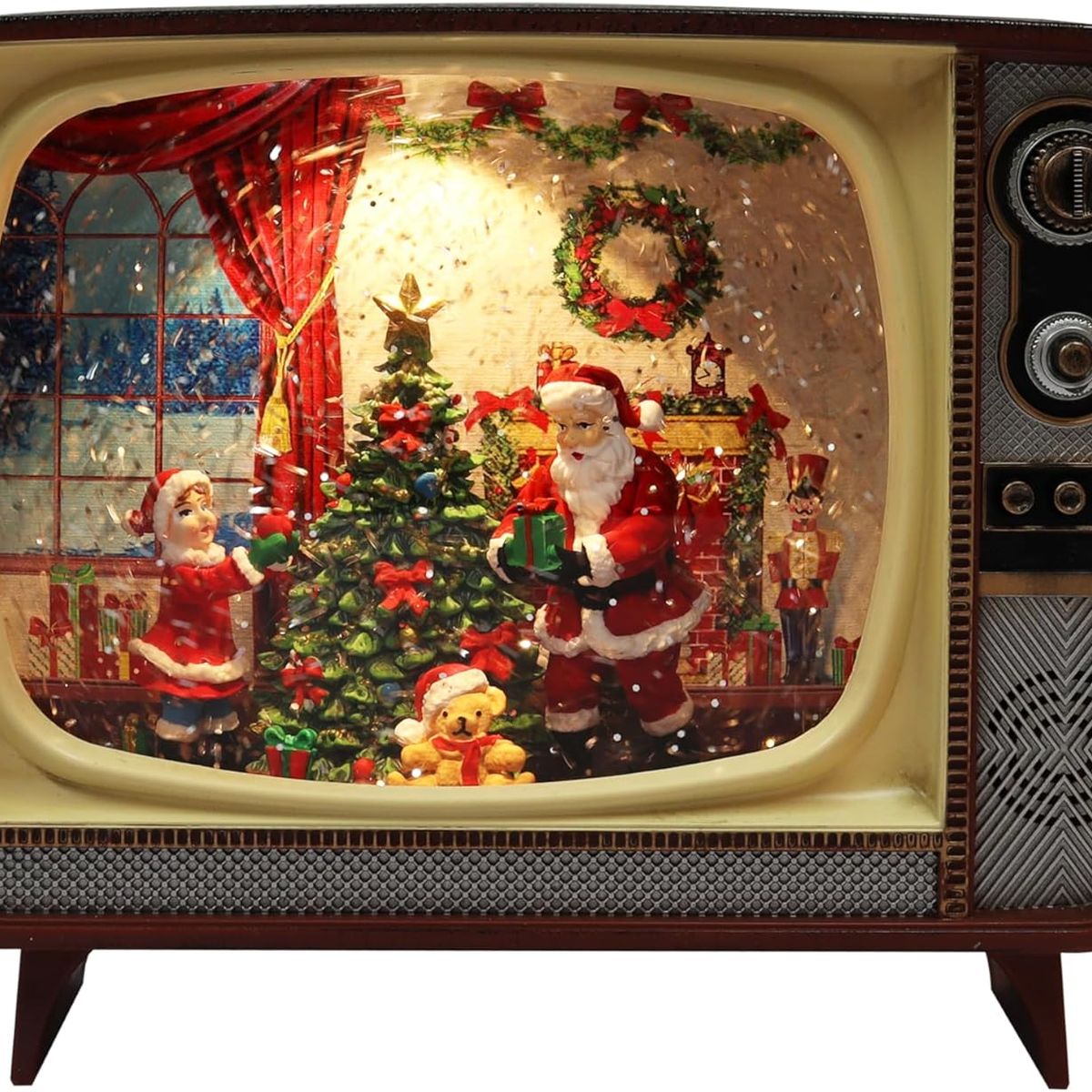 MOVI - CAJA MUSICAL NAVIDEÑA CON LUZ EN FORMA DE TV RETRO