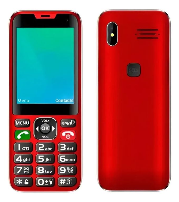 Teléfono Senior 4G - Teclas Grandes Botón SOS Linterna Rojo