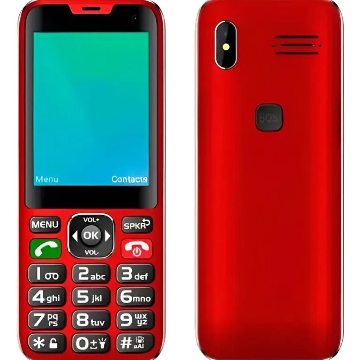 TECNOLAB - Teléfono Senior 4G - Teclas Grandes Botón SOS Linterna Rojo