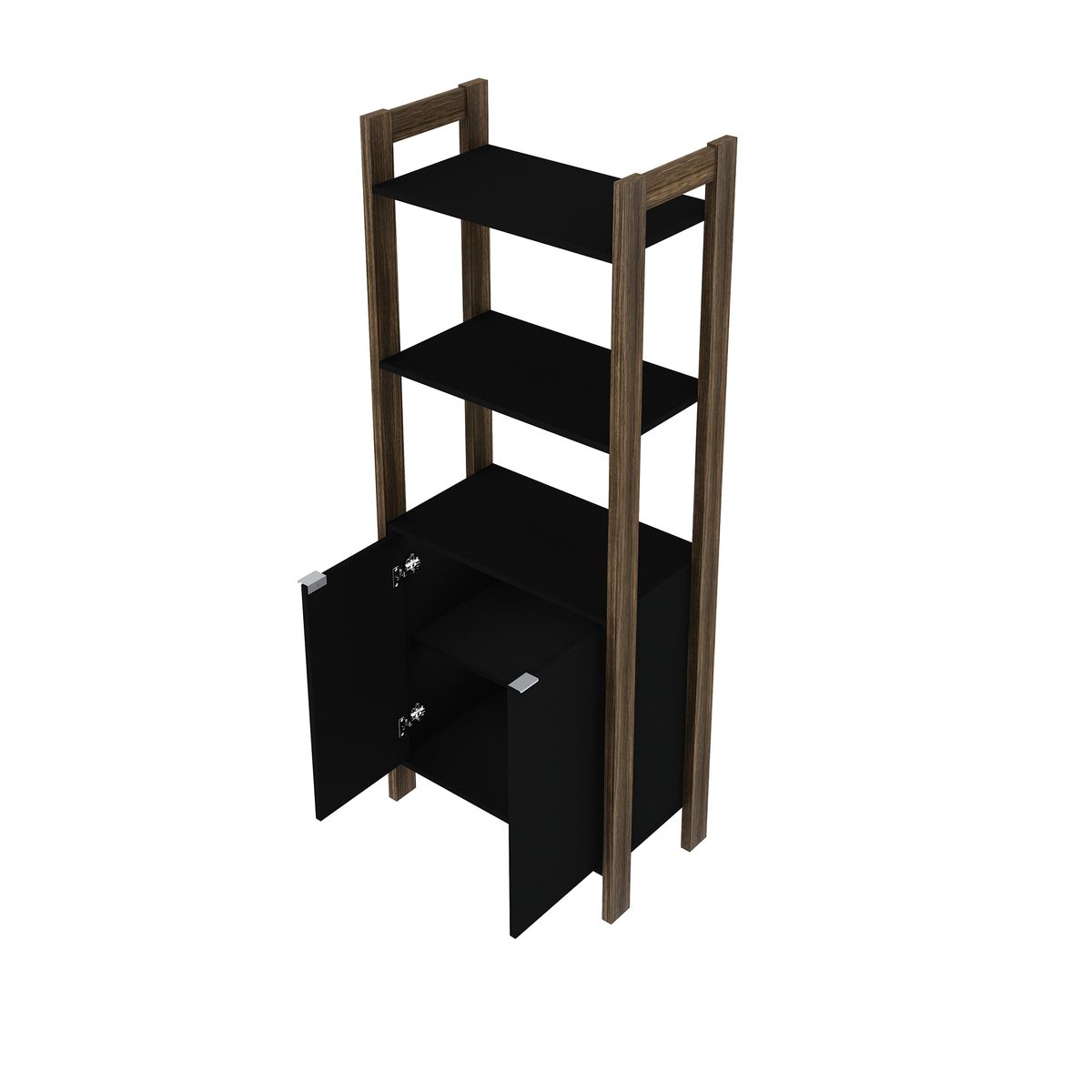 TECNOMOBILI - Estante 3 Niveles 2 puertas 65x165.5x35 cm Negro / Nogal