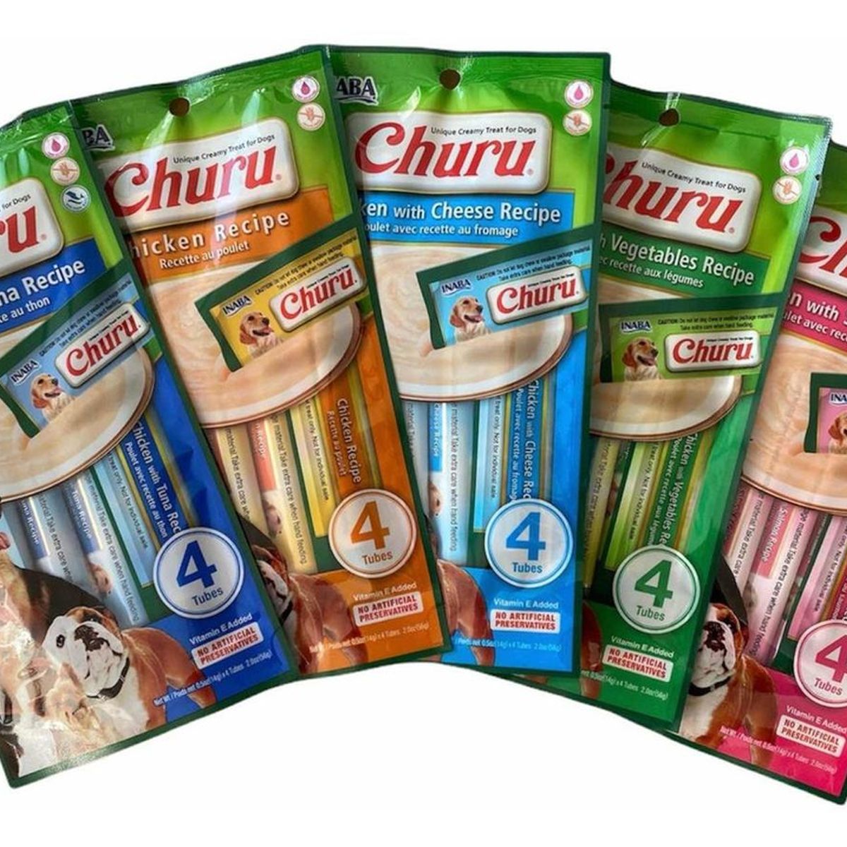 INABA - Snack Para Mascotas Churu Perros Premios 14g X 4 Tubos (56g) - Azul