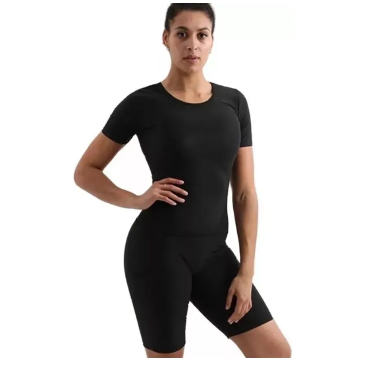 GENERICO - Polera Con Mangas Efecto Sauna Látex Por Dentro Térmica Faja Color Negro Talla Lxl