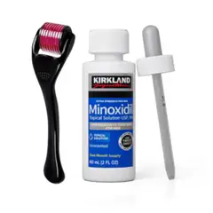 KIRKLAND - Minoxidil 60ml Crecimiento Cabello Extrafuerte + Dermaroller Rodillo Estimulador