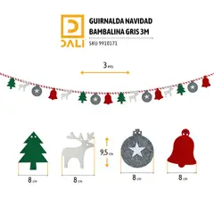 GENERICO - Banderines Navideños de Fieltro 3 Metros – Renos, Árboles y Campanas Decorativas para Navidad