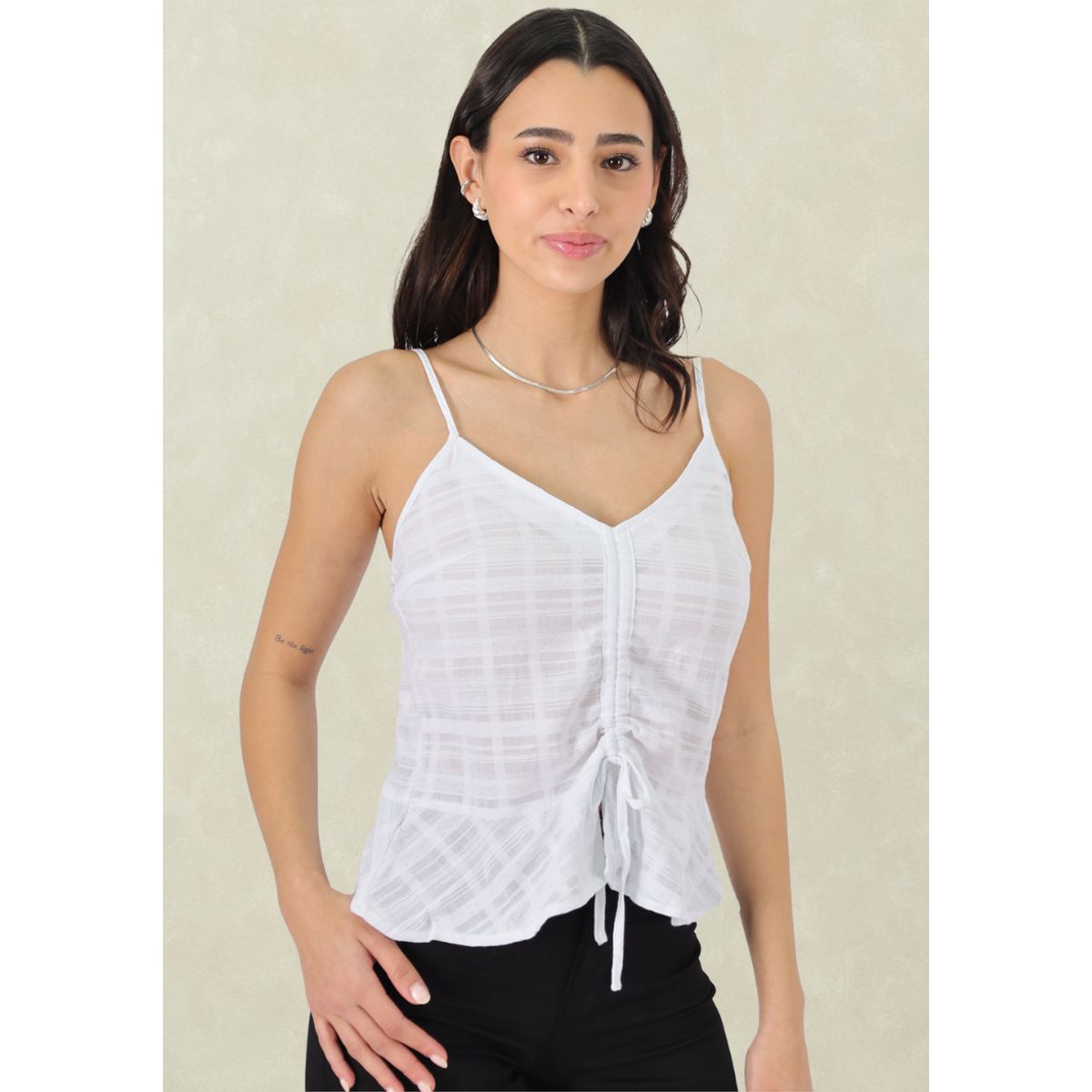 TENTATION - Top Lino Ajustable Blanco Tentation