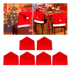 GENERICO - Fundas para Sillas Mesa De Comedor gorro navidad set 6 unidades