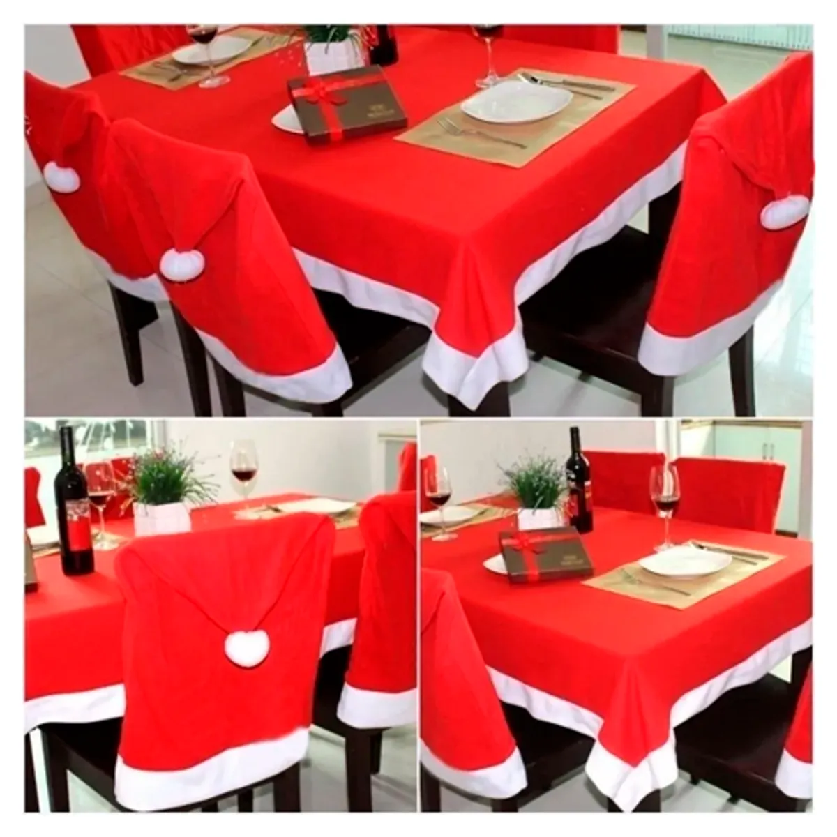 GENERICO - Fundas para Sillas Mesa De Comedor gorro navidad set 6 unidades
