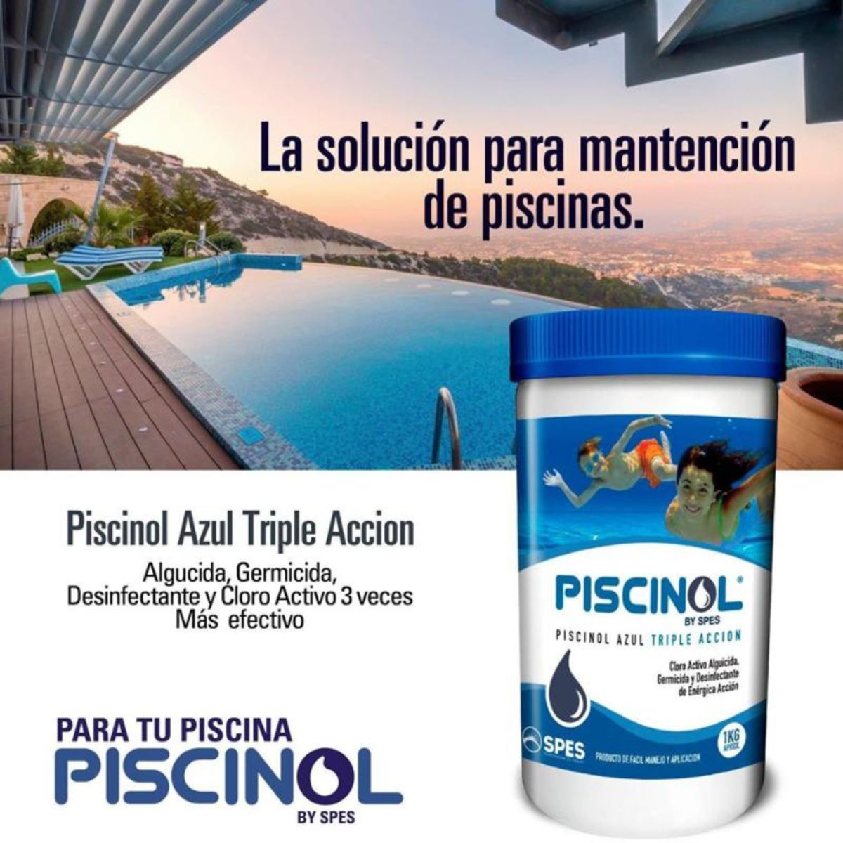 PISCINOL - Cloro Granulado Triple Acción 15kg PISCINOL