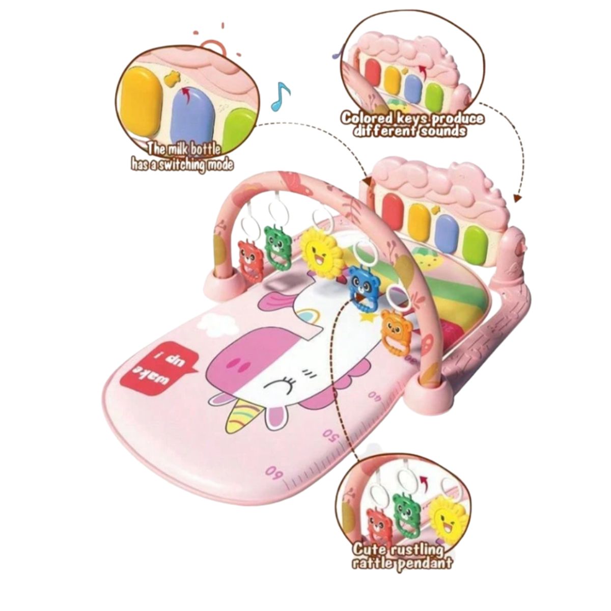 GENERICO - Gimnasio Musical para Bebé con Alfombra y Piano Centro de Actividades Sensorial