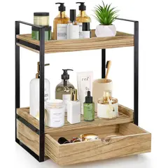 WAKESHOME - Organizador de Baño Cocina 2 Niveles con Cajón para Encimera