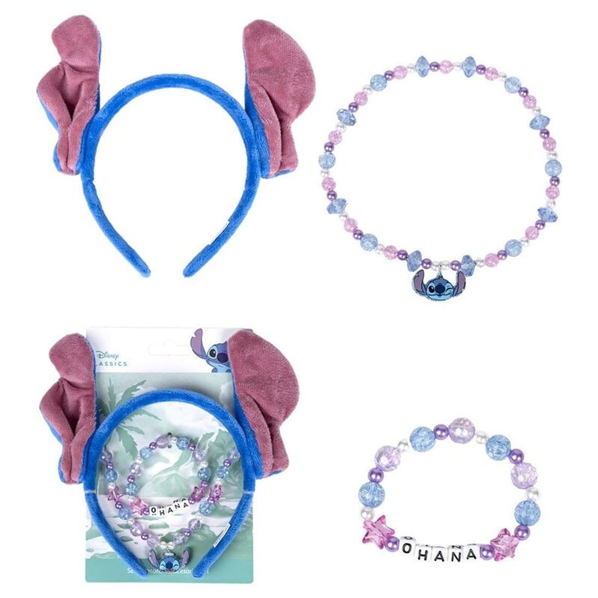 DISNEY - Blíster de Belleza Stitch Disney ¡El Ohana de Accesorios