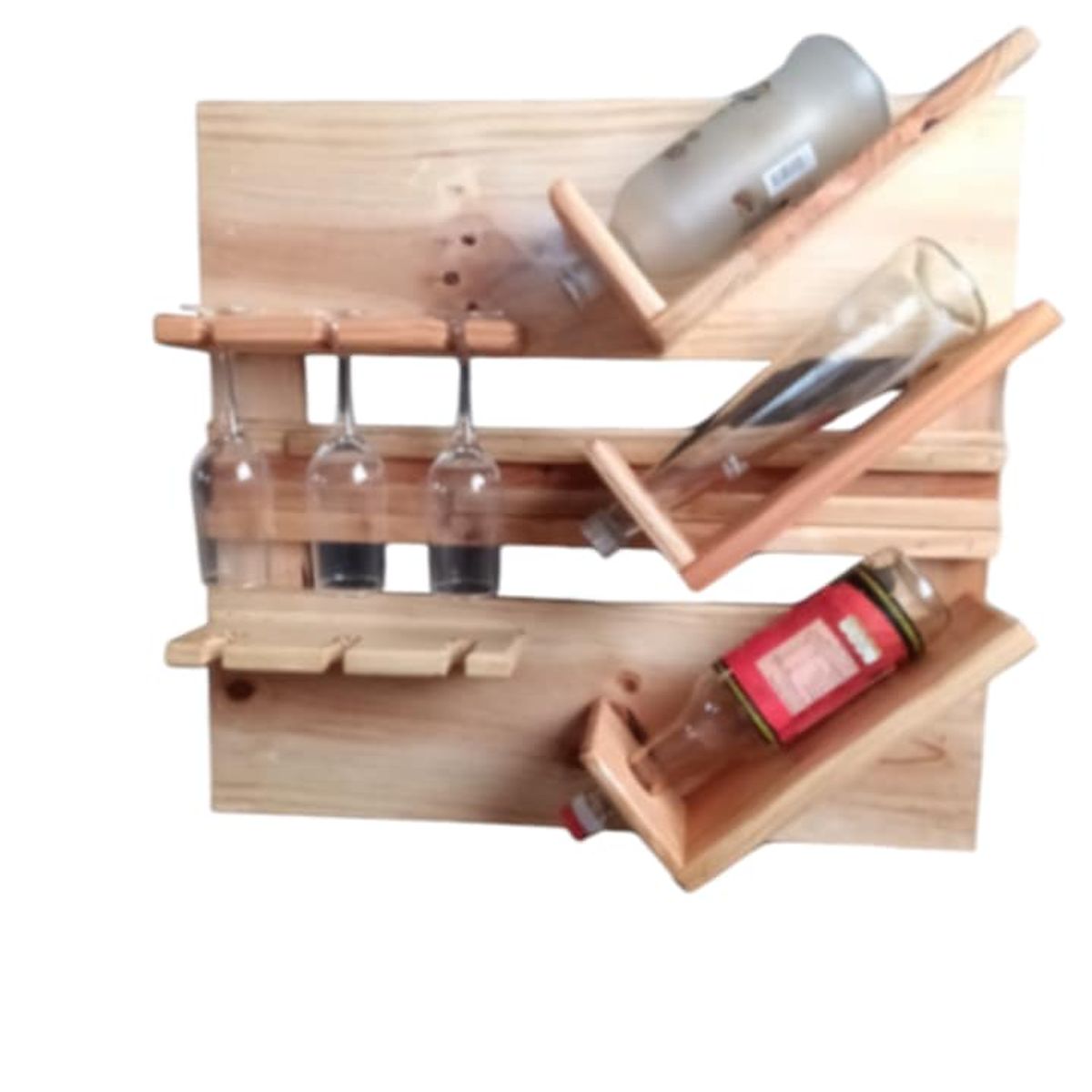 GENERICO - Portabotellas Mural de Madera Maciza 60x55 cm