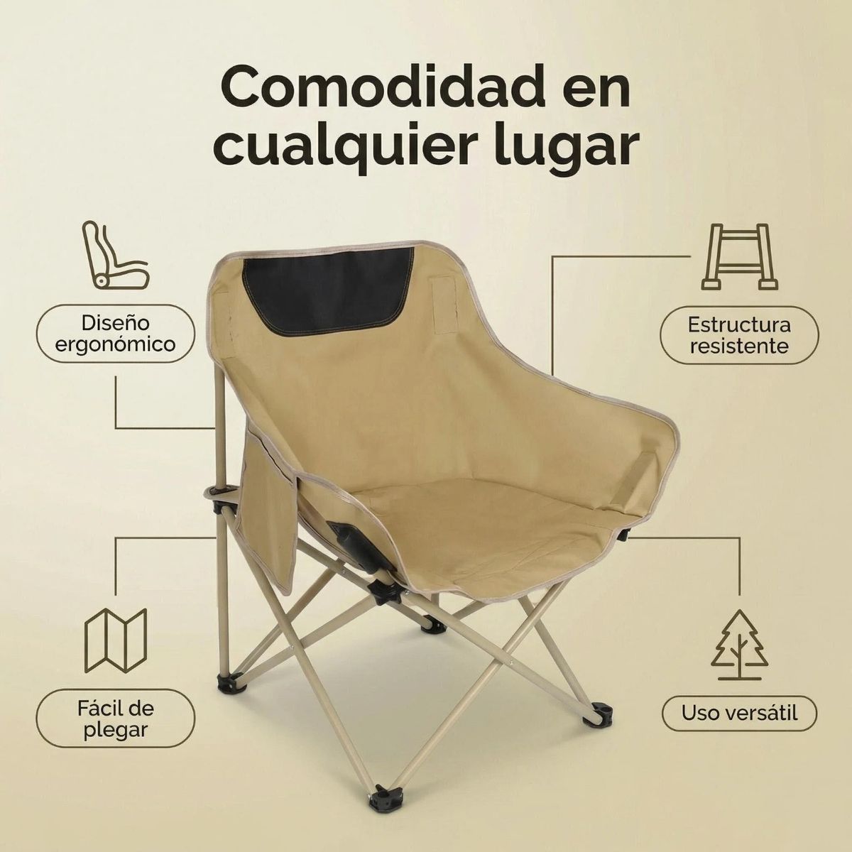 IDEEHOUSE - Silla Camping Pegable+ Bolso