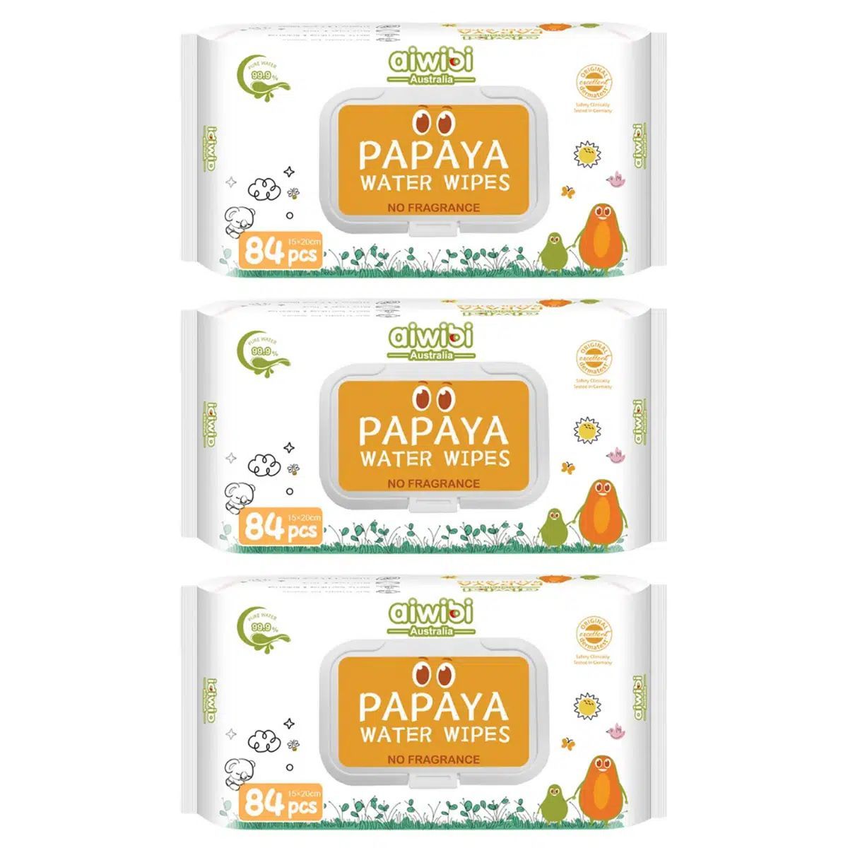 GENERICO - Toallas Húmedas Aiwibi Papaya Pack 3 X 84 Und