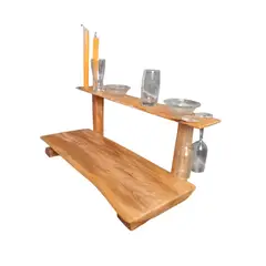 GENERICO - Tabla de Picar Doble Nivel en Madera Nativa 70x32x32 cm Diseño Rústico